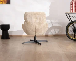 Fauteuil confort et pivotant en velours camel beige 