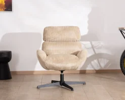 Fauteuil confort et pivotant en velours camel beige 