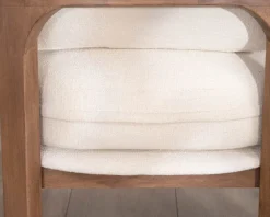 Fauteuil d'appoint design scandinave en tissu bouclette écru 