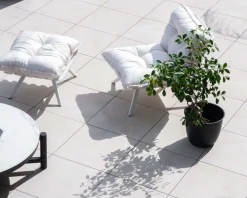 Fauteuil d'extérieur blanc avec repose-pieds modulaire structure aluminium blanche 