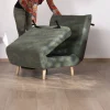 Fauteuil esprit vintage en tissu vert kaki "Folda" modulable 2 en 1