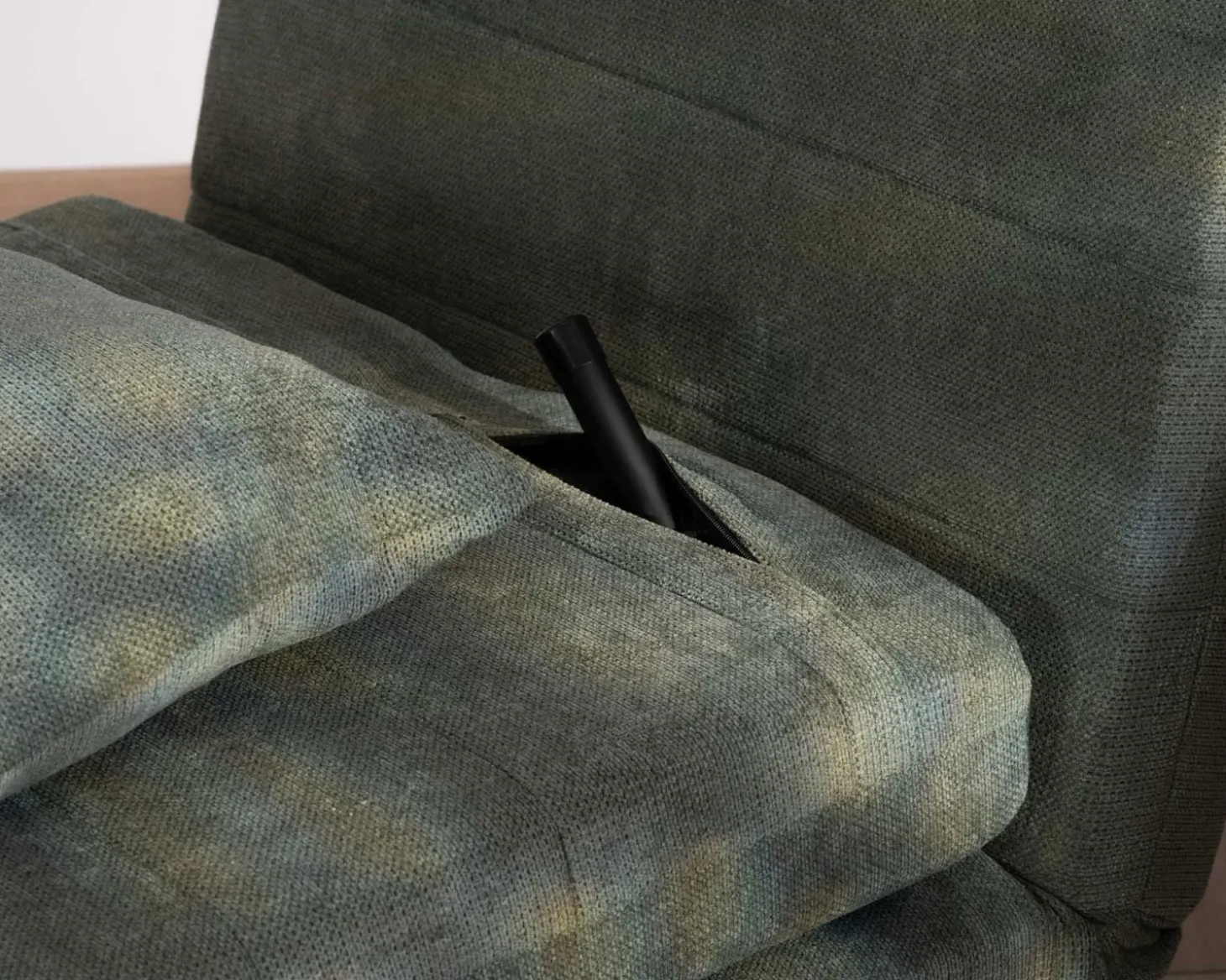 Fauteuil esprit vintage en tissu vert kaki "Folda" modulable 2 en 1