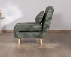 Fauteuil esprit vintage en tissu vert kaki 