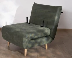 Fauteuil esprit vintage en tissu vert kaki 