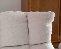 Fauteuil pivotant avec repose-pieds modulaire en tissu bouclette écru 
