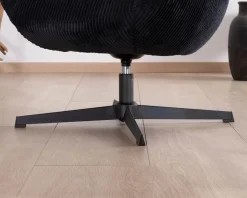 Fauteuil relax tournant 360° en velours côtelé noir "Bissett"