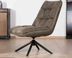 Fauteuil relax ultra-confort avec pied rotatif "Grundy" en tissu microfibre vert kaki