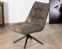 Fauteuil relax ultra-confort avec pied rotatif "Grundy" en tissu microfibre vert kaki