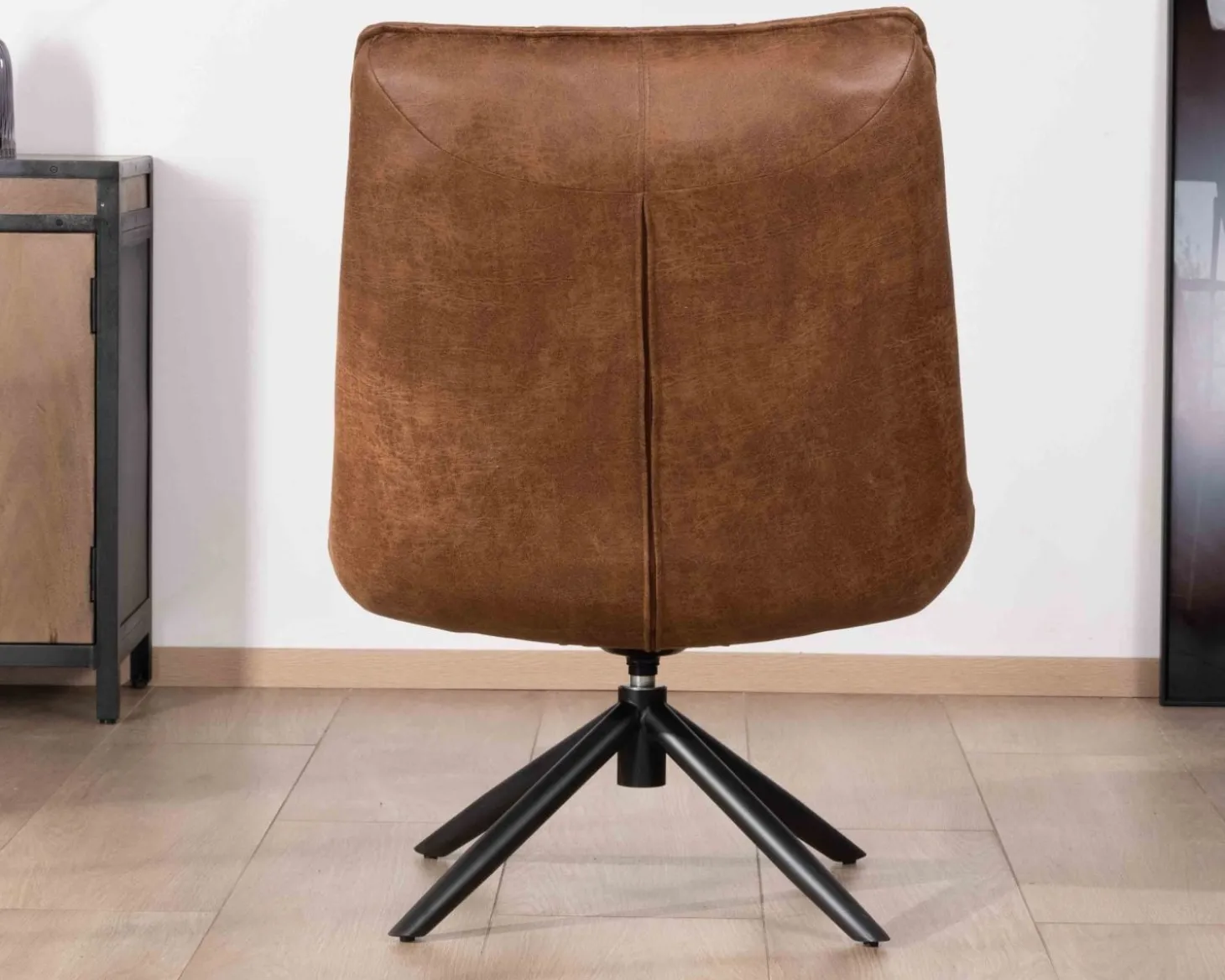 Fauteuil relax ultra-confort avec pied rotatif "Grundy" en tissu microfibre havane