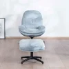 Fauteuil rotatif enveloppant avec repose-pieds "Branson" en tissu bleu glacier