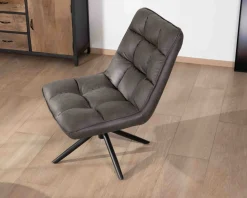 Fauteuil rotatif ultra-confort en tissu microfibre gris foncé "Grundy"