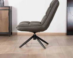 Fauteuil rotatif ultra-confort en tissu microfibre gris foncé 