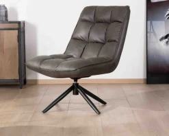 Fauteuil rotatif ultra-confort en tissu microfibre gris foncé 