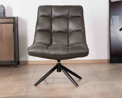 Fauteuil rotatif ultra-confort en tissu microfibre gris foncé 