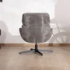 Fauteuil rétro en tissu gris et pied pivotant en métal noir "Bissett"