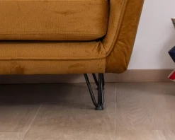 Fauteuil vintage ocre en tissu et métal ultra confort 