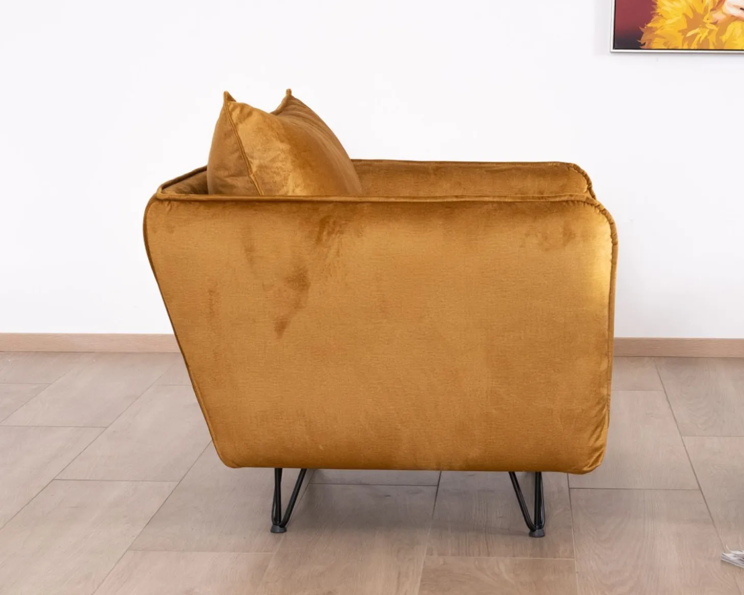 Fauteuil vintage ocre en tissu et métal ultra confort "Hasting"