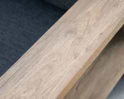 Grand canapé modulaire spécial extérieur en teck et tissu gris foncé 