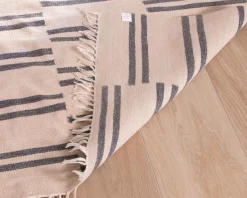 Grand tapis blanc rayé bleu format 200x300cm 