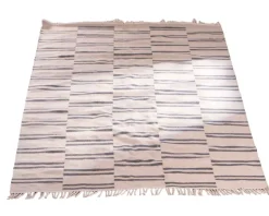 Grand tapis blanc rayé bleu format 200x300cm 