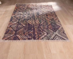 Grand tapis en coton imprimé esprit aztèque 180x270cm "Cocoon"