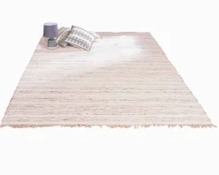 Grand tapis tissé main coton et jute 