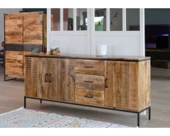 Grande enfilade en bois massif et métal 