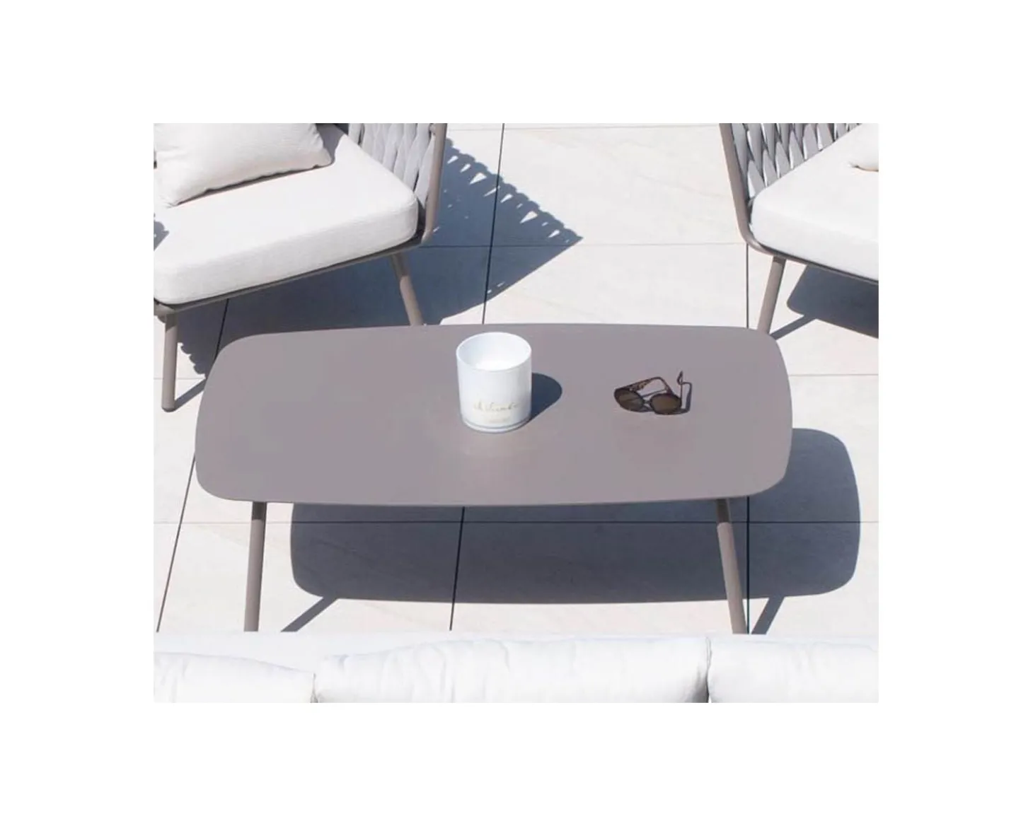 Grande table basse design rectangle en aluminium gris "Chinon"
