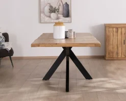 Grande table de repas 240 cm plateau en manguier bords naturels 