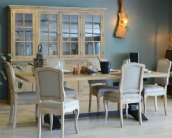 Grande table de repas 8/10 places style chic noire et bois 