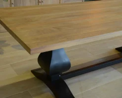 Grande table de repas 8/10 places style chic noire et bois 