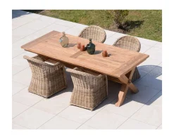 Grande table de repas en teck recyclé 8/10 personnes "Balangan Beach"