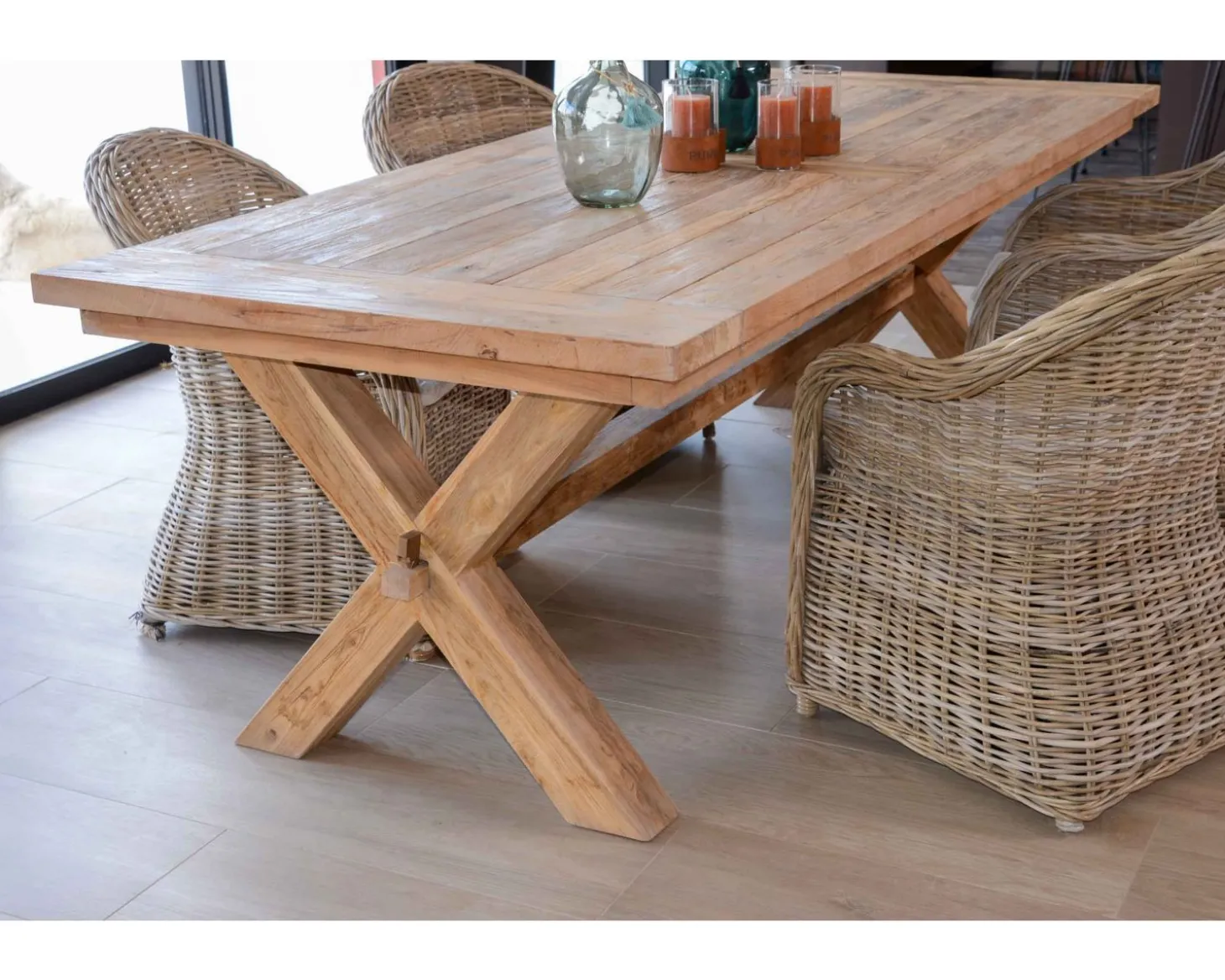 Grande table de repas en teck recyclé 8/10 personnes "Balangan Beach"
