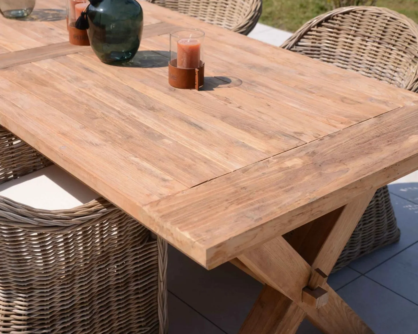 Grande table de repas en teck recyclé 8/10 personnes "Balangan Beach"