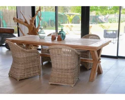 Grande table de repas en teck recyclé 8/10 personnes