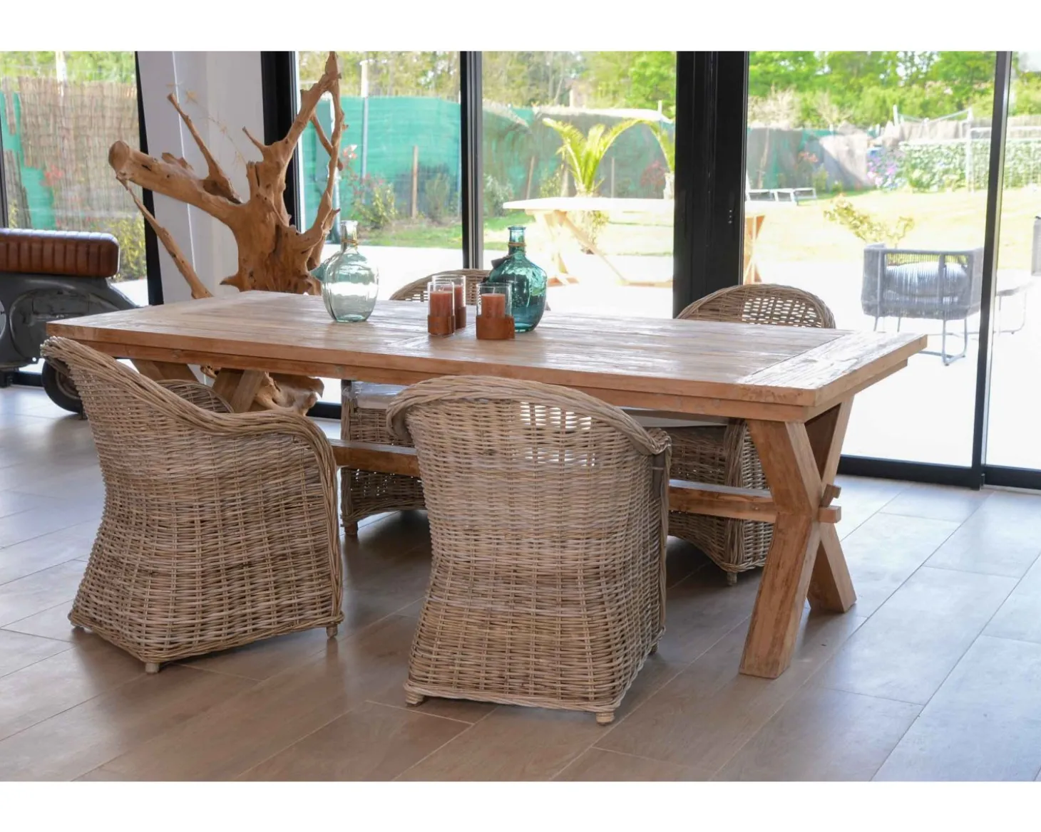 Grande table de repas en teck recyclé 8/10 personnes "Balangan Beach"