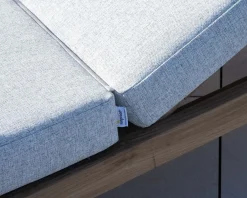 Lit de jardin en teck et tissu spécial extérieur gris clair 