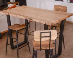 Lot de 2 chaises de bar avec dossier métal et bois 