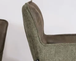 Lot de 2 chaises de bar bi-matière vert et pieds en métal noir 
