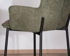 Lot de 2 chaises de bar bi-matière vert et pieds en métal noir 