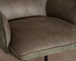 Lot de 2 chaises de bar bi-matière vert et pieds en métal noir 