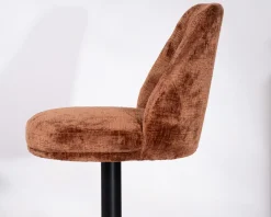 Lot de 2 chaises de bar pivotantes en velours ras terracotta avec dossier haut 