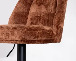 Lot de 2 chaises de bar pivotantes en velours ras terracotta avec dossier haut 