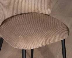 Lot de 4 chaises de repas en velours côtelé taupe esprit vintage 
