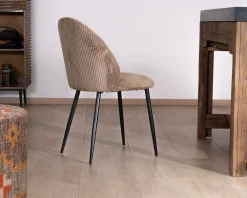 Lot de 4 chaises de repas en velours côtelé taupe esprit vintage 