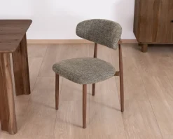 Lot de 2 chaises de repas esprit rétro en tissu tramé kaki 