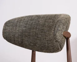 Lot de 2 chaises de repas esprit rétro en tissu tramé kaki 