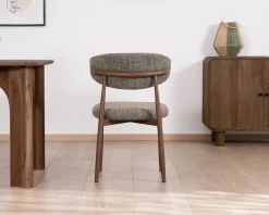 Lot de 2 chaises de repas esprit rétro en tissu tramé kaki 