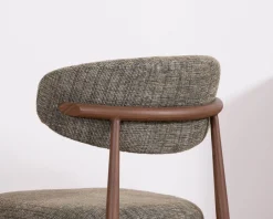 Lot de 2 chaises de repas esprit rétro en tissu tramé kaki 