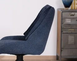Lot de 2 chaises de repas en tissu bleu nuit "Webber" assise design et pied 4 branches pivotant en métal